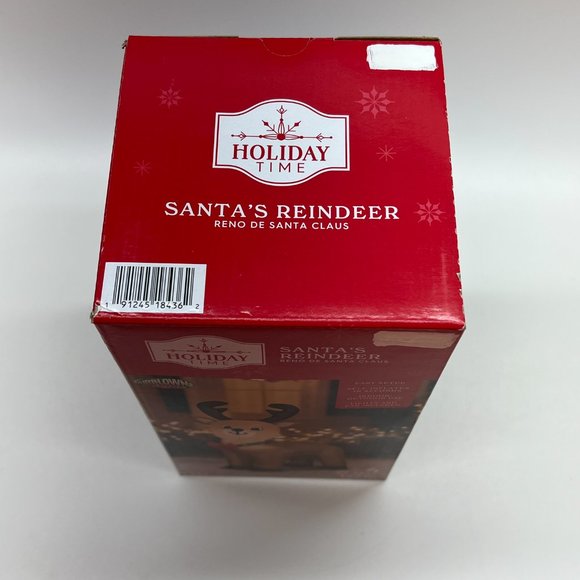 Holiday Time Airblown Inflatable Christmas Santa's Reindeer Light Up 4 Feet Tall - Picture 5 of 7